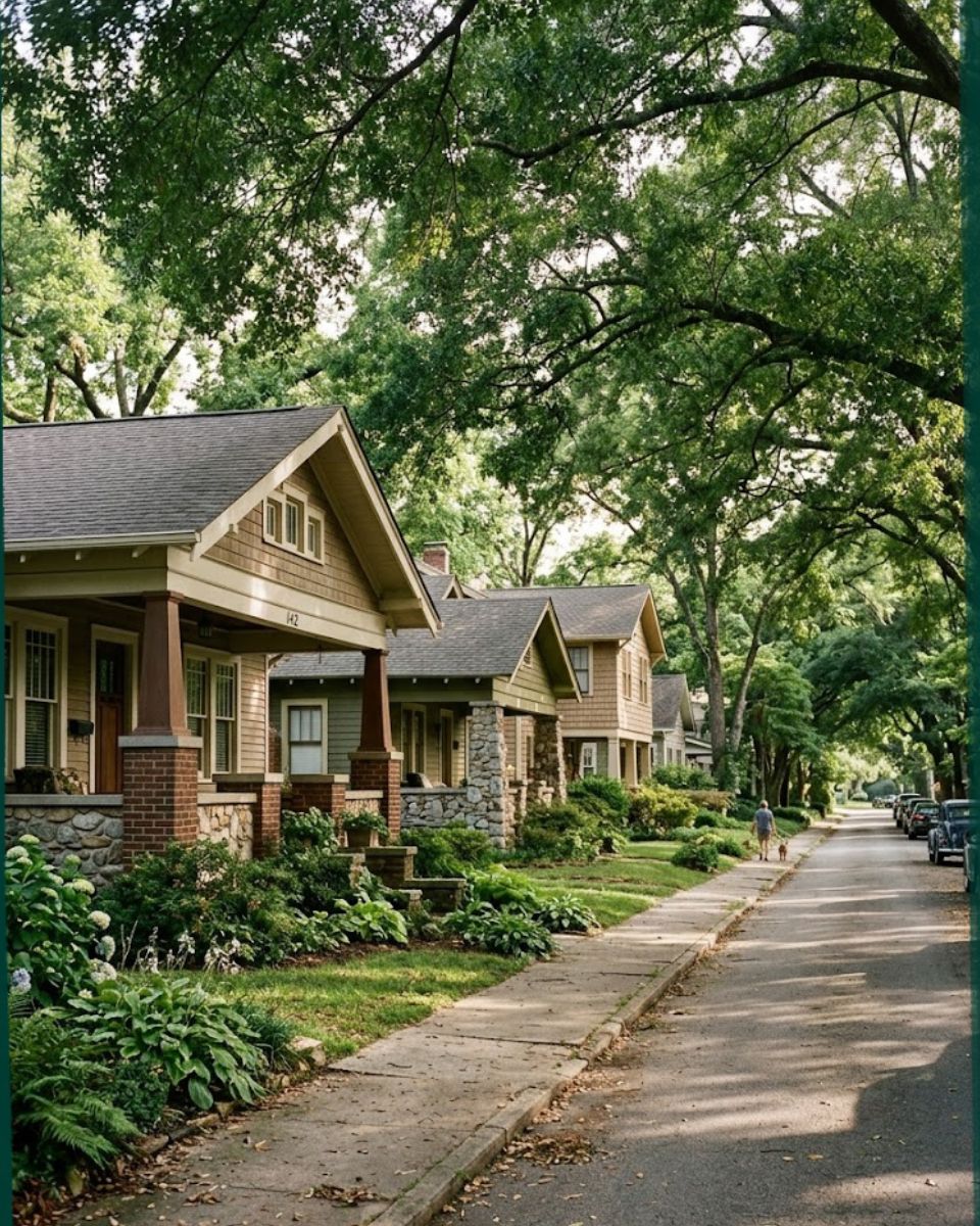 1920s Craftsman bungalows under live-oak canopy — rodent control in Ardsley Park Savannah GA