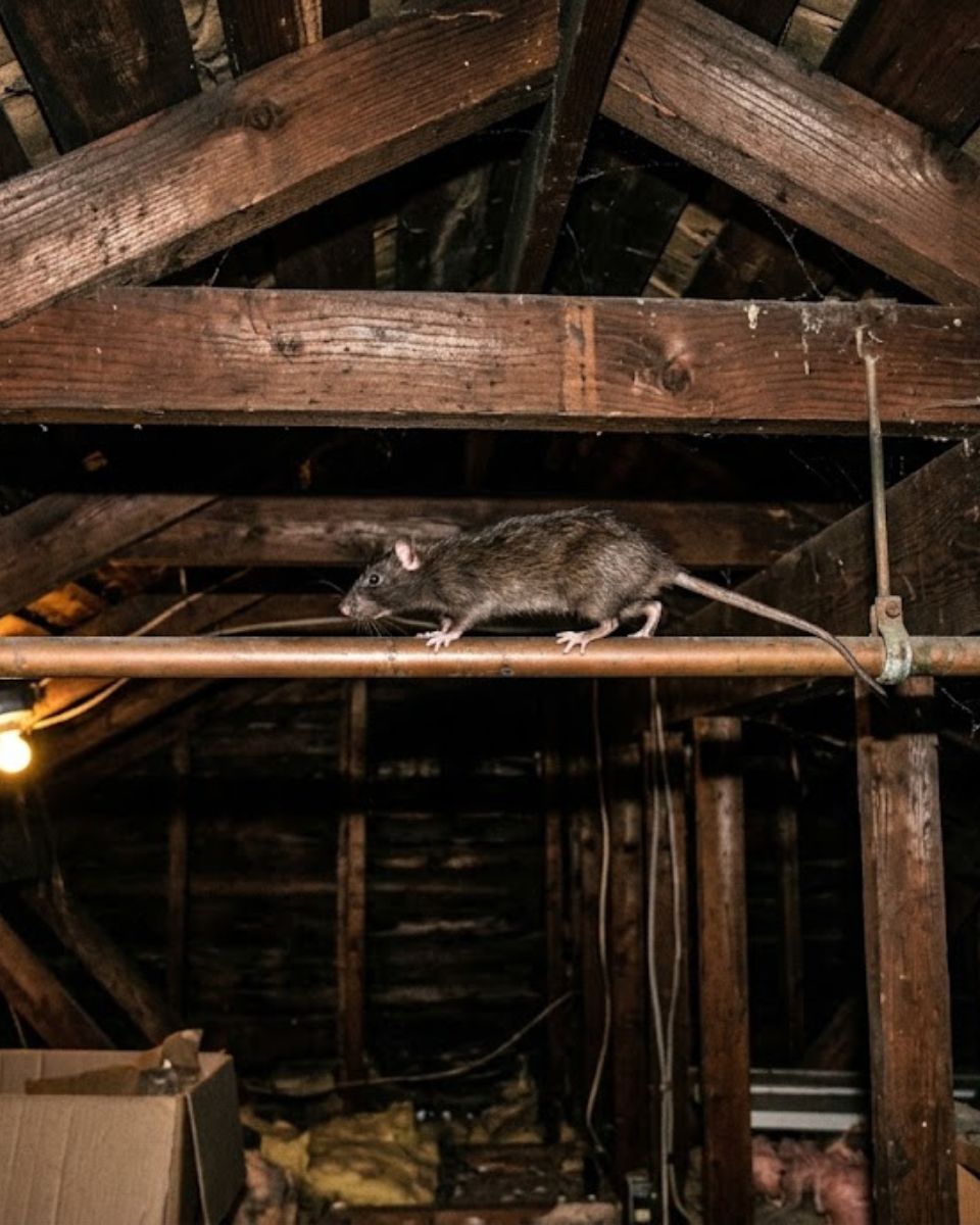 Attic space with rodent activity evidence — roof rat removal in Savannah GA